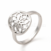 304 Stainless Steel Flower Adjustable Ring for Women RJEW-B027-19P