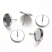 Плоские круглые серьги-гвоздики из нержавеющей стали 304 STAS-M227-12mm