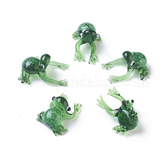 Decoraciones para el hogar, hechos a mano decoraciones de display de cristal murano, rana, verde, 18~22x16~20x11~13mm