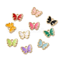 Umweltfreundliche Legierungs-Emaille-Charms, Schmetterlings-Charme, Mischfarbe, 9.5x12x2 mm, Bohrung: 1.6 mm