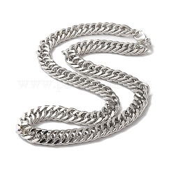Collares de cadena de eslabones cubanos de hierro para mujeres y hombres., Platino, 17.72 pulgada (45 cm), link: 12x10x1.8 mm