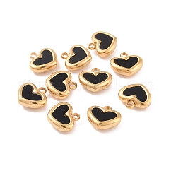 Pendentifs en acier inoxydable 304 avec placage sous vide PVD, Plaqué longue durée, avec de l'acrylique, cœur, or, 11x11x4mm, Trou: 1.8mm