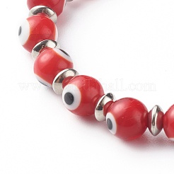Braccialetti elasticizzati fatti a mano con perline malocchio&nbsp;BJEW-JB06466-03