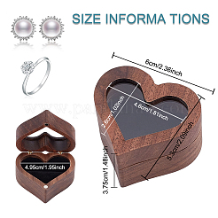 Boîtes de rangement pour bagues en bois de coeur&nbsp;CON-WH0087-50