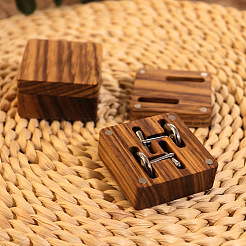 Boutons de manchette carrés en bois boîtes magnétiques de rangement de cadeaux&nbsp;PW-WG77A80-01