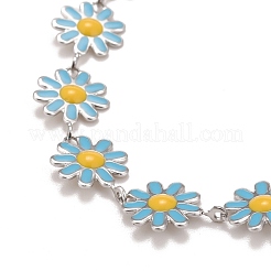 Gänseblümchen-Gliederkette aus Emaille&nbsp;NJEW-P220-01P-06
