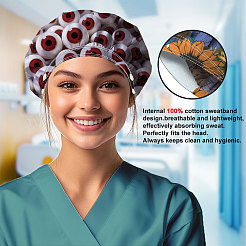 2 pz 2 stili cotone regolabile stampato cappelli bouffant berretti da lavoro per donne e uomini&nbsp;AJEW-DR0002-22B