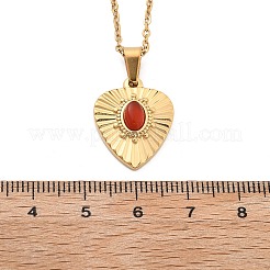 Collane con ciondolo a forma di cuore in acciaio inossidabile 304 con zirconi cubici rossi&nbsp;NJEW-S439-06G