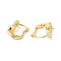 Ottone con risultati di orecchino a cerchio in zirconia cubica trasparente con chiusura a scatto&nbsp;KK-G434-01G