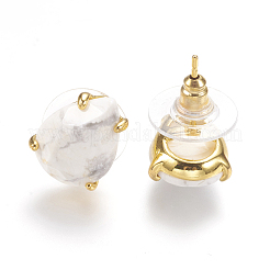 Orecchini di perline naturali di howlite&nbsp;EJEW-L196-03A