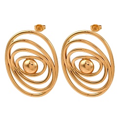 Pendientes ovalados de acero inoxidable 304&nbsp;EJEW-L304-08G