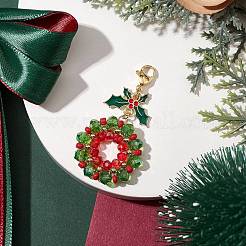 Décorations de pendentif en verre de couronne de Noël&nbsp;X1-HJEW-TA00264
