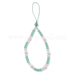 Sangles de téléphone portable en jade malaisien naturel et teinté&nbsp;HJEW-JM03426-01