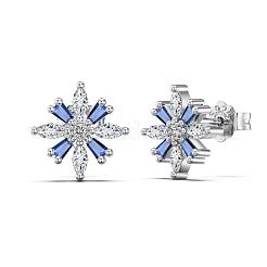 Schneeflocken-Ohrstecker aus Sterlingsilber mit Mikropavé-Fassung und Zirkonia für Damen&nbsp;EJEW-F364-01P