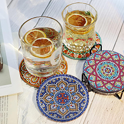 DIY 5D Diamantmalerei Mandala Thema Tassenmatte Kits&nbsp;AJEW-SC0004-12