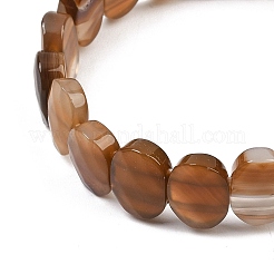 Bracciale elastico con perline ovali di agata naturale tinta e riscaldata&nbsp;G-E010-01-34