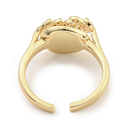 Anelli aperti da donna con micro pavé di zirconi cubici in ottone a foglia&nbsp;RJEW-I103-006G