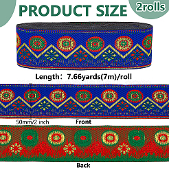 Flache runde Polyester-Stickbänder mit Blumenmuster&nbsp;OCOR-WH0078-463C