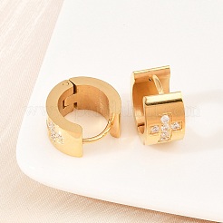 Pendientes de aro de acero inoxidable 304 con micro pavé de circonitas cúbicas transparentes&nbsp;EJEW-G457-03G