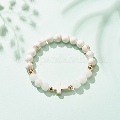 Stretch-Armband aus natürlicher weißer Jade&nbsp;BJEW-JB08295-02