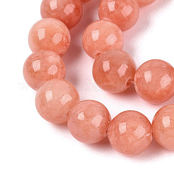 Chapelets de perles de pierres en jade jaune teinte&nbsp;G-R271-10mm-Y31