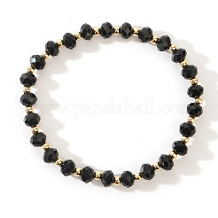 Unterlegscheibe-Armbänder aus facettiertem Glas und Messingperlen&nbsp;UG9794