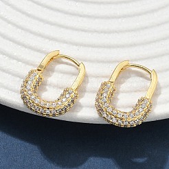 Orecchini a cerchio in ottone con zirconi cubici chiari micro pavè&nbsp;EJEW-C182-07B-G