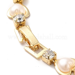 Bracciale a cuore in ferro placcato a cremagliera e catena a maglie quadrate con zirconi chiari&nbsp;BJEW-I300-06G
