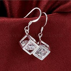 Elegante Art und Weise Würfel Messing Zirkonia Ohrringe&nbsp;EJEW-BB07973-S