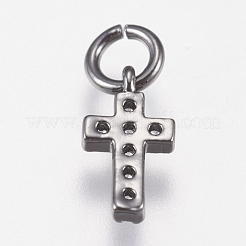 Messing Micro Pave Zirkonia kleine Kreuz Charms&nbsp;ZIRC-E147-62B