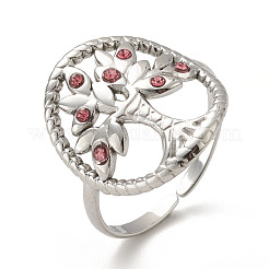 Strass-Oval mit Lebensbaum offener Manschettenring&nbsp;RJEW-K237-01P