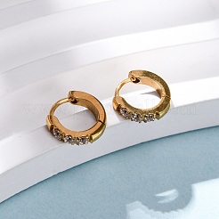 Pendientes de aro de acero inoxidable 304 con circonita cúbica transparente&nbsp;EJEW-D331-18A-G