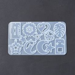 Moules en silicone bricolage pendentif coeur / lune / feuille&nbsp;DIY-A039-05