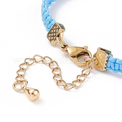 Bracelet à maillons fleur tressé en verre pour femme&nbsp;BJEW-TA00130-02