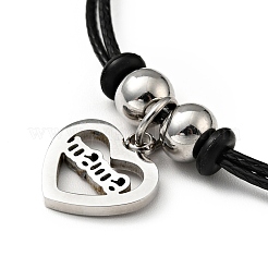 Bracciale con ciondolo a forma di cuore in acciaio inossidabile 304 con scritta 