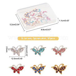 30 pz 6 colori cabochon in strass in lega&nbsp;FIND-OC0001-68