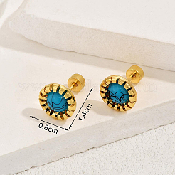 Pendientes de botón redondos planos de acero inoxidable&nbsp;DQ9727