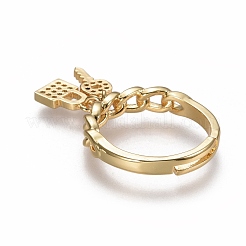 Einstellbare Manschettenringe aus durchsichtigem Zirkonoxid aus Messing&nbsp;RJEW-F105-06G