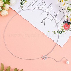 Collier lariat anti-ternissement avec pendentif en forme de flocon de neige de Noël et pompon en perles&nbsp;JN1055A