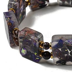 Diaspro imperiale naturale tinto con braccialetti elasticizzati con perline di resina&nbsp;BJEW-G698-01A-02