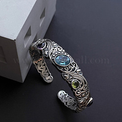 Armreifen aus Messing mit graviertem Blumenmuster und Mikropavé-Zirkonia für Damen&nbsp;FS-WGDA37F-01