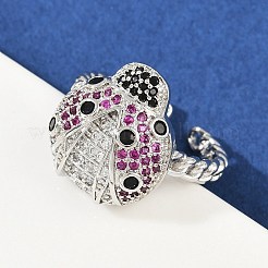 Anillos de brazalete de circonita cúbica de colores micro pavé de latón&nbsp;RJEW-P155-03P