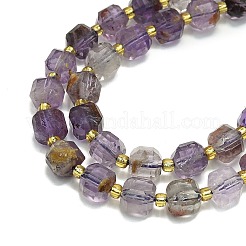Fili di perline di quarzo lodolite viola naturale fantasma&nbsp;G-I376-D87-01