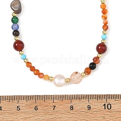 Colliers en agate naturelle (teinte et chauffée) et perles&nbsp;NJEW-JN06671