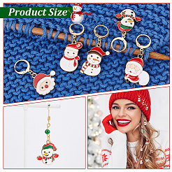 Tema navideño aleación esmalte santa claus/muñeco de nieve marcadores de punto de bloqueo&nbsp;HJEW-PH01810