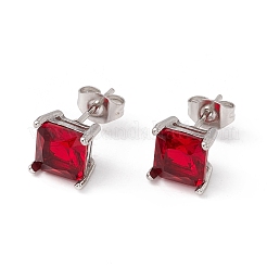 6 paire de petites boucles d'oreilles carrées en zircone cubique&nbsp;EJEW-G291-01C-M