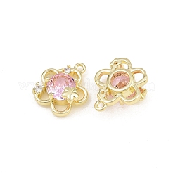 Pendentifs en laiton pavé de perles et de zircon cubiques roses&nbsp;CU-CBA8124-01C-G