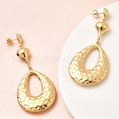 Pendientes colgantes con forma de lágrima de acero inoxidable 304&nbsp;EJEW-P329-07G