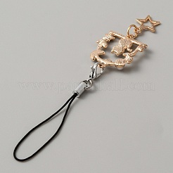 Arco in lega smaltata con cinturini per cellulare con ciondolo a forma di gatto e stella&nbsp;HJEW-WH0007-24A