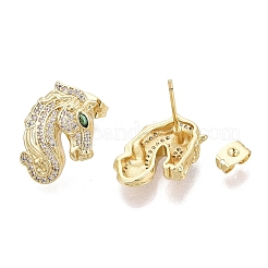 Boucles d'oreilles en laiton avec zircone cubique de micro pave&nbsp;EJEW-Q033-01G